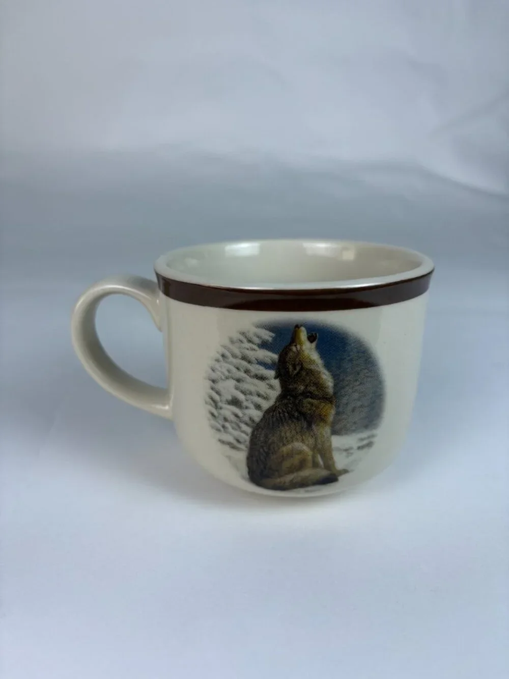 Vintage National Wildlife Federation Howling Wolf Coffee Mug | Rustic Cabin Mug
